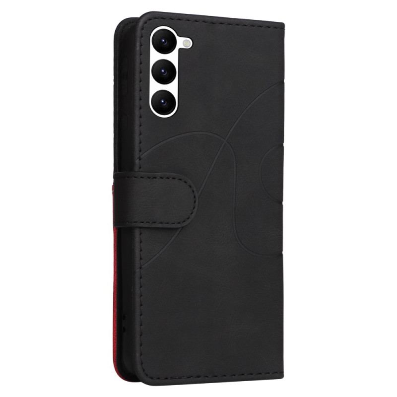 Capa Flip Para Samsung Galaxy S23 Plus 5G De Cordão Correia De Dois Tons