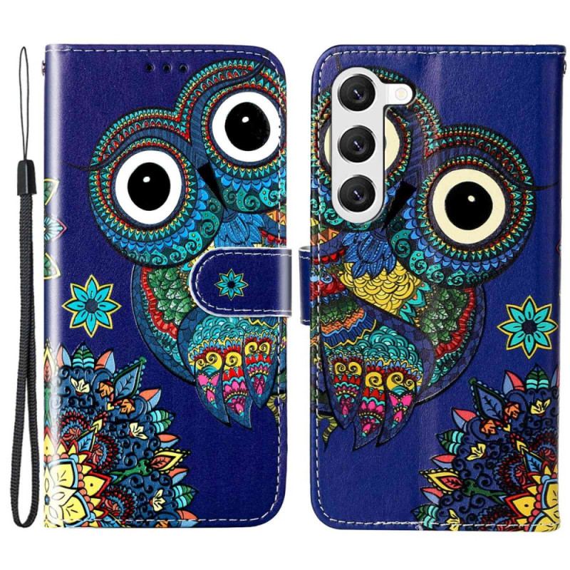 Capa Flip Para Samsung Galaxy S23 Plus 5G De Cordão Coruja Tanga