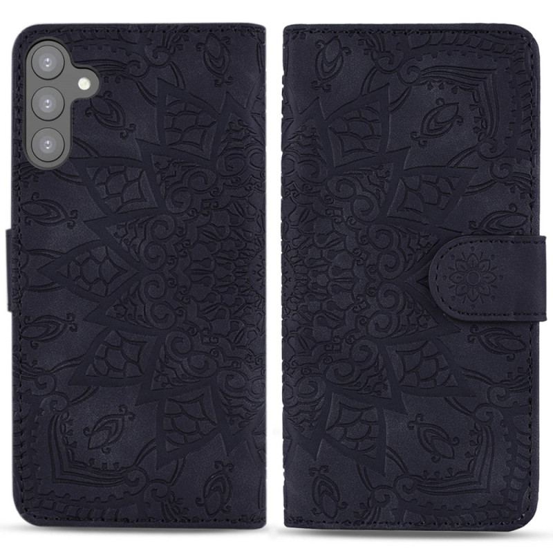 Capa Flip Para Samsung Galaxy S23 Plus 5G De Cordão Mandala Elegante Com Tiras