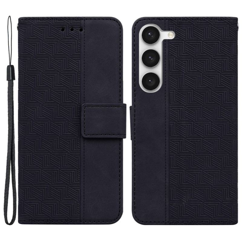 Capa Flip Para Samsung Galaxy S23 Plus 5G De Cordão Padrão De Tiras