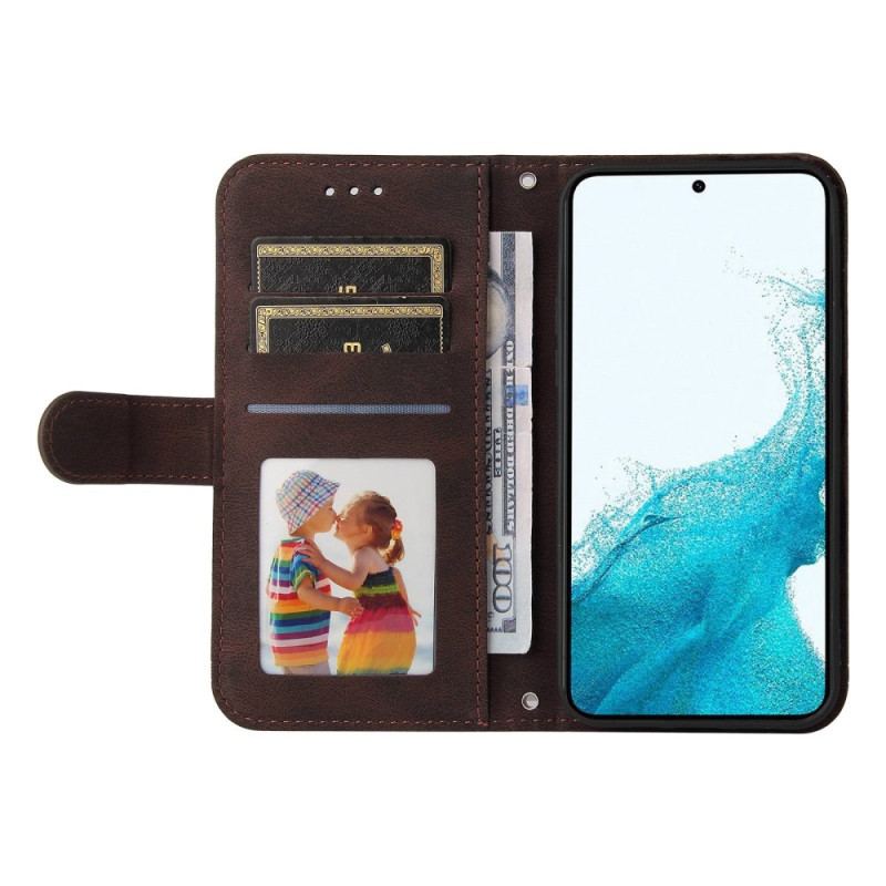 Capa Flip Para Samsung Galaxy S23 Plus 5G Estilo De Couro Com Rebite Decorativo