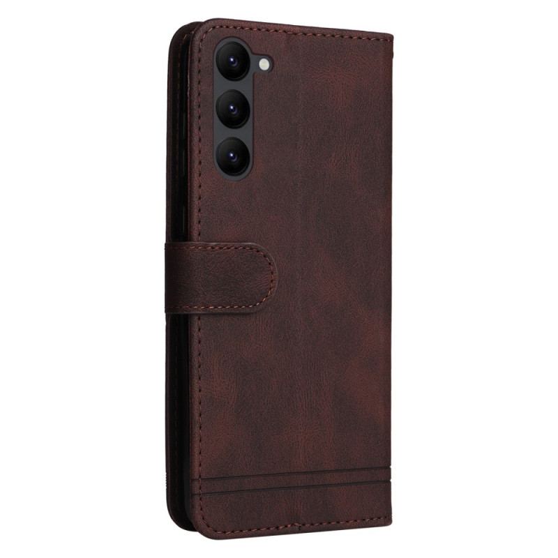 Capa Flip Para Samsung Galaxy S23 Plus 5G Estilo De Couro Com Rebite Decorativo