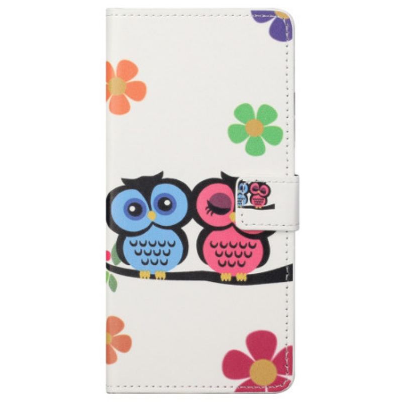 Capa Flip Para Samsung Galaxy S23 Plus 5G Par De Corujas