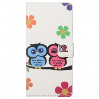 Capa Flip Para Samsung Galaxy S23 Plus 5G Par De Corujas