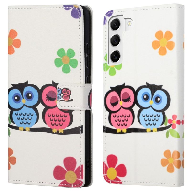 Capa Flip Para Samsung Galaxy S23 Plus 5G Par De Corujas