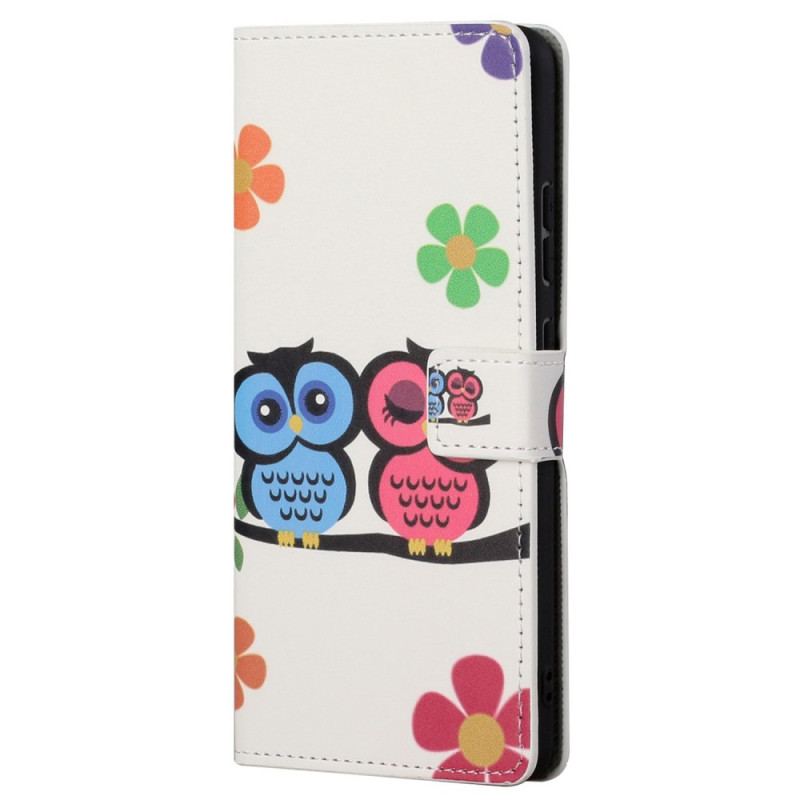 Capa Flip Para Samsung Galaxy S23 Plus 5G Par De Corujas