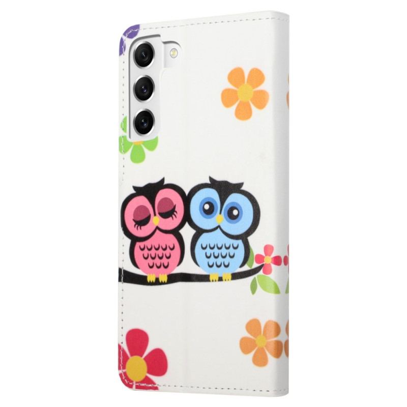 Capa Flip Para Samsung Galaxy S23 Plus 5G Par De Corujas