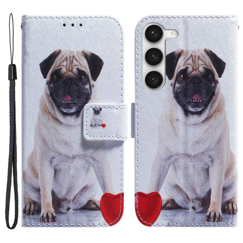 Capa Folio Para Samsung Galaxy S23 Plus 5G Cachorro Pug