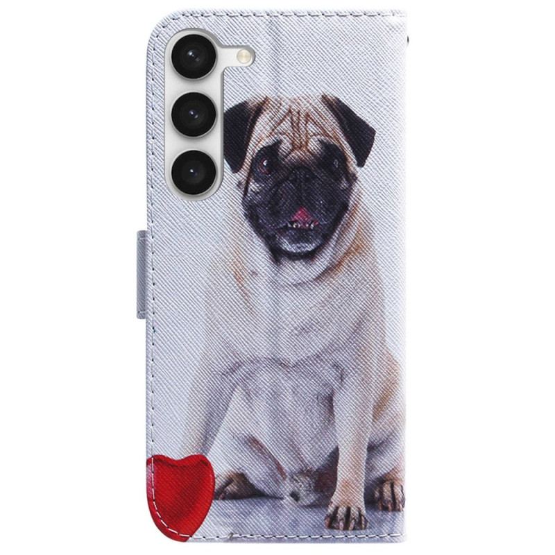 Capa Folio Para Samsung Galaxy S23 Plus 5G Cachorro Pug