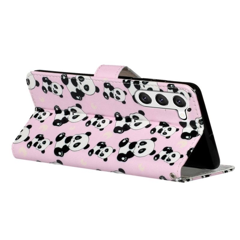 Capa Folio Para Samsung Galaxy S23 Plus 5G De Cordão Pandas Strappy