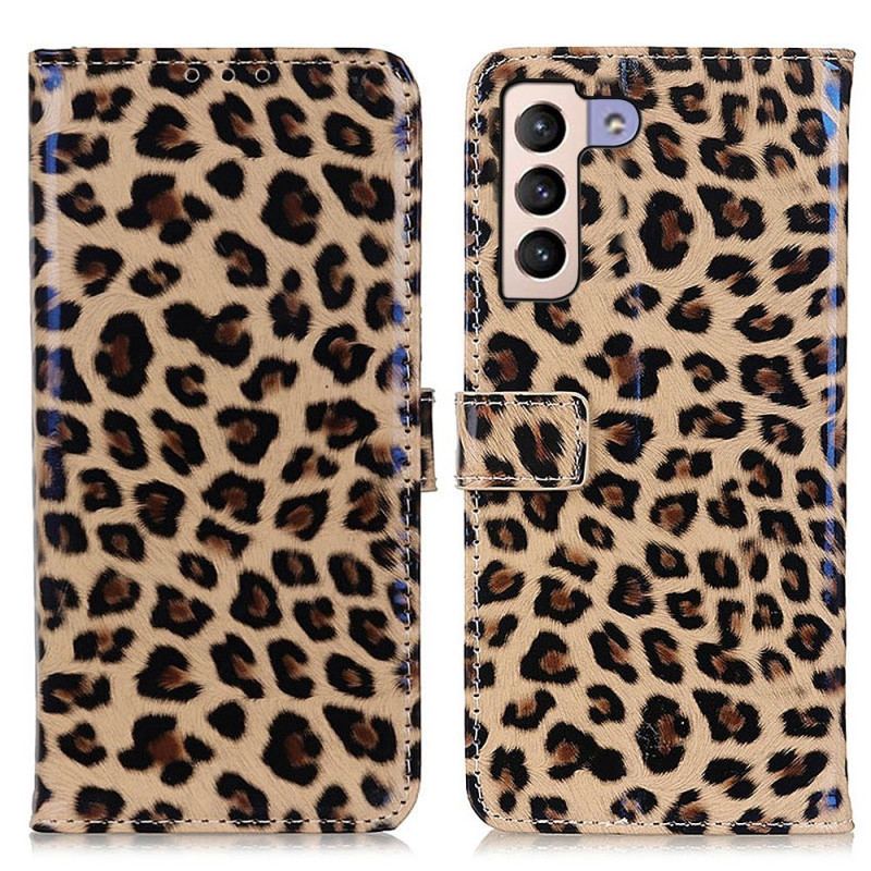 Capa Folio Para Samsung Galaxy S23 Plus 5G Efeito Pele De Leopardo