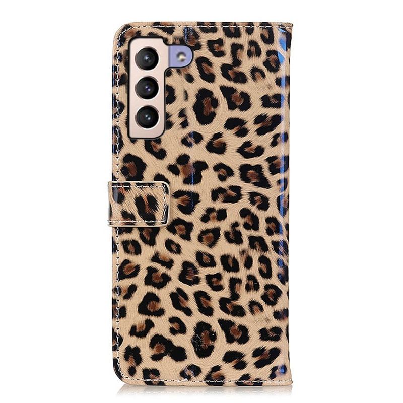 Capa Folio Para Samsung Galaxy S23 Plus 5G Efeito Pele De Leopardo