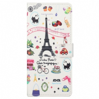 Capa Folio Para Samsung Galaxy S23 Plus 5G Eu Amo Paris