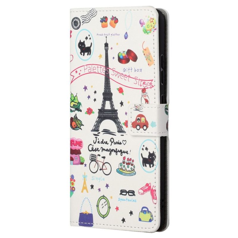 Capa Folio Para Samsung Galaxy S23 Plus 5G Eu Amo Paris