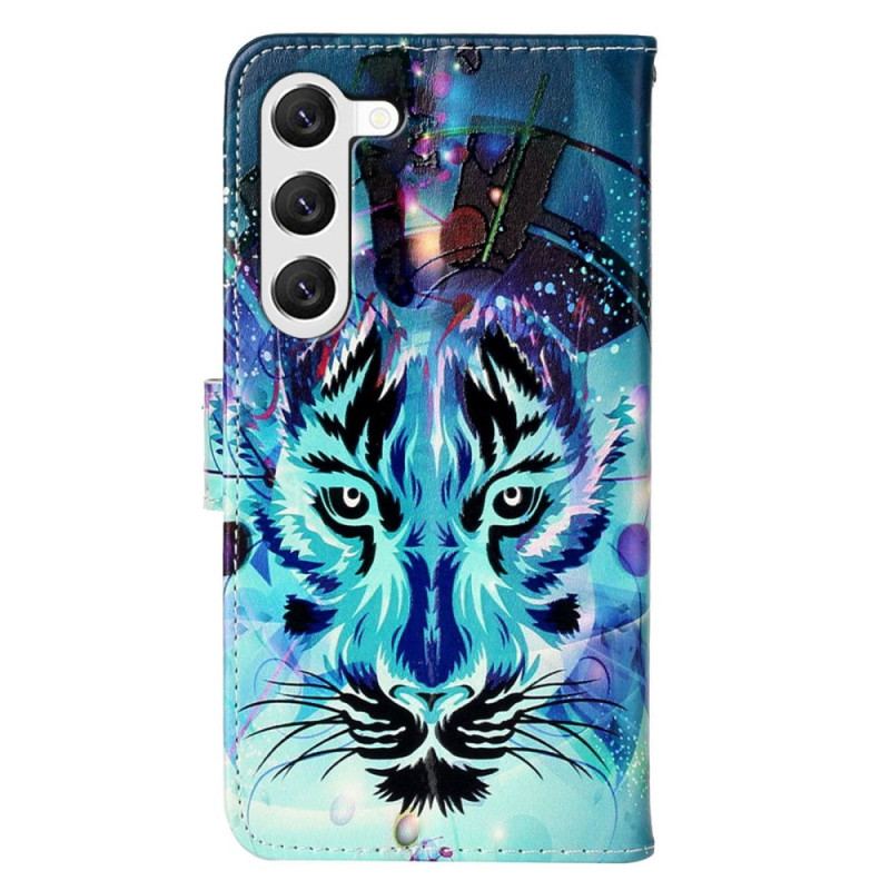 Capa Folio Para Samsung Galaxy S23 Plus 5G O Tigre Com Cordão