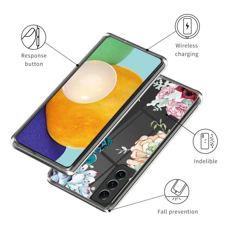 Capa Para Samsung Galaxy S23 Plus 5G Buquê De Flores Sem Costura