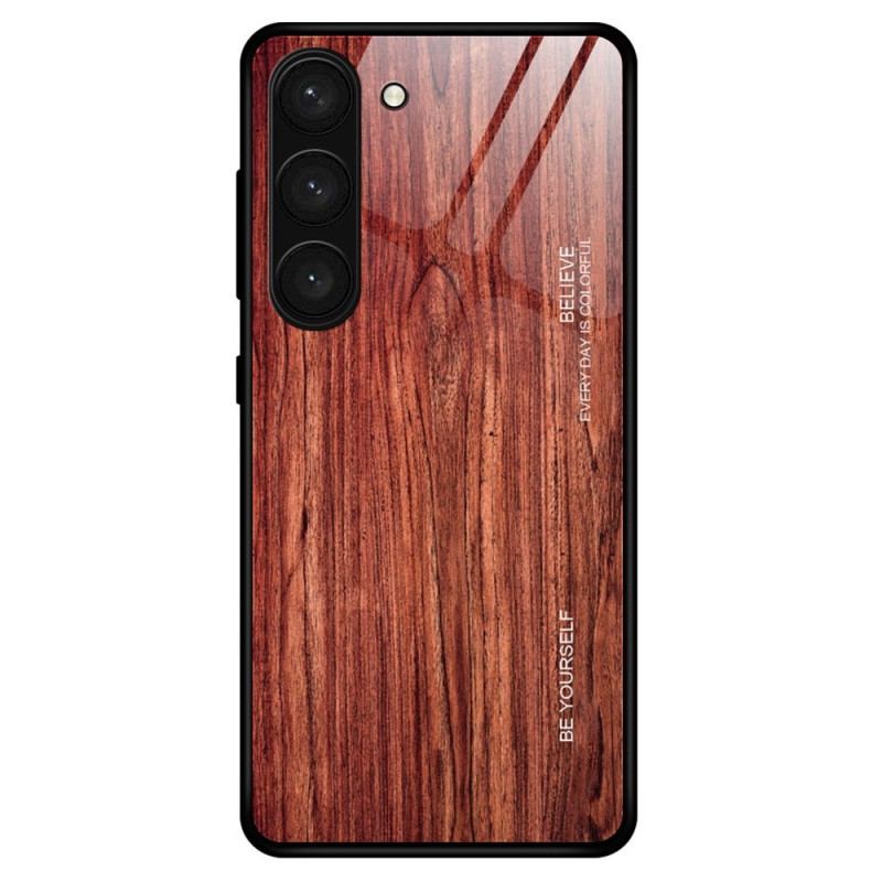 Capa Para Samsung Galaxy S23 Plus 5G Vidro Temperado Com Design De Madeira