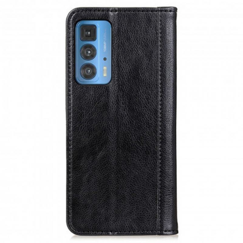 Capa De Celular Para Motorola Edge 20 Pro Flip Versão Couro Rachado Lichia