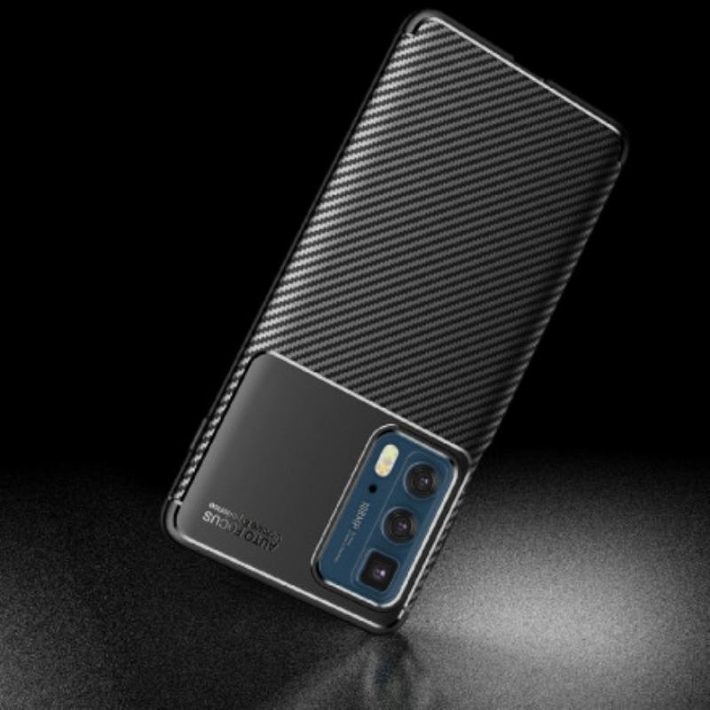 Capa De Celular Para Motorola Edge 20 Pro Textura Flexível De Fibra De Carbono