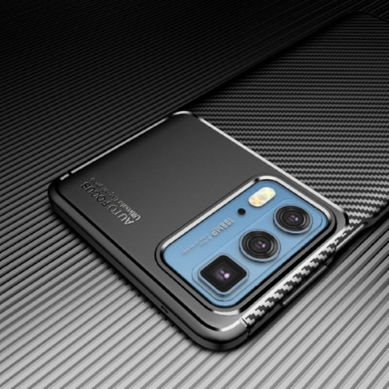 Capa De Celular Para Motorola Edge 20 Pro Textura Flexível De Fibra De Carbono