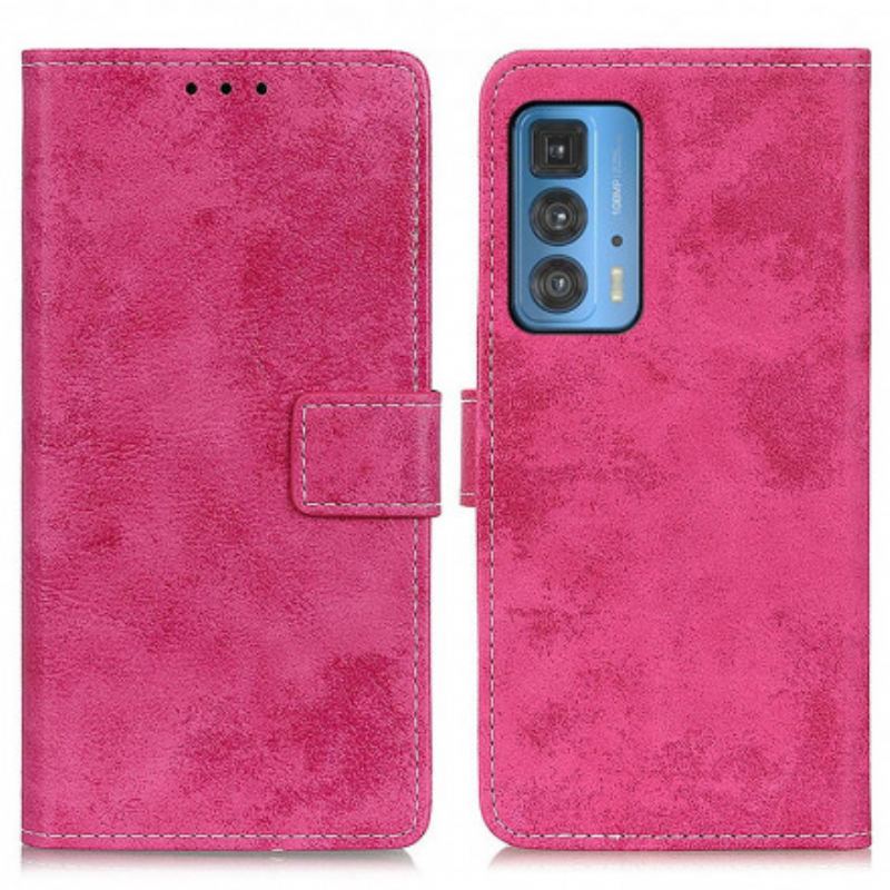 Capa De Couro Para Motorola Edge 20 Pro Couro Falso Vintage