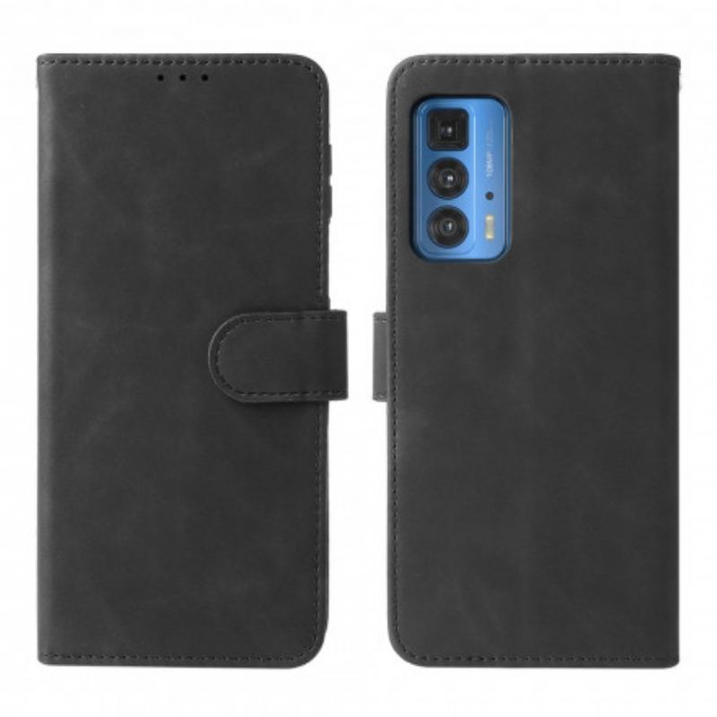 Capa De Couro Para Motorola Edge 20 Pro Toque De Pele