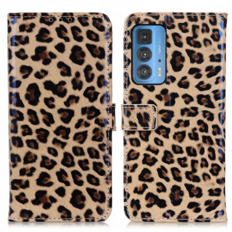 Capa Em Pele Para Motorola Edge 20 Pro Leopardo