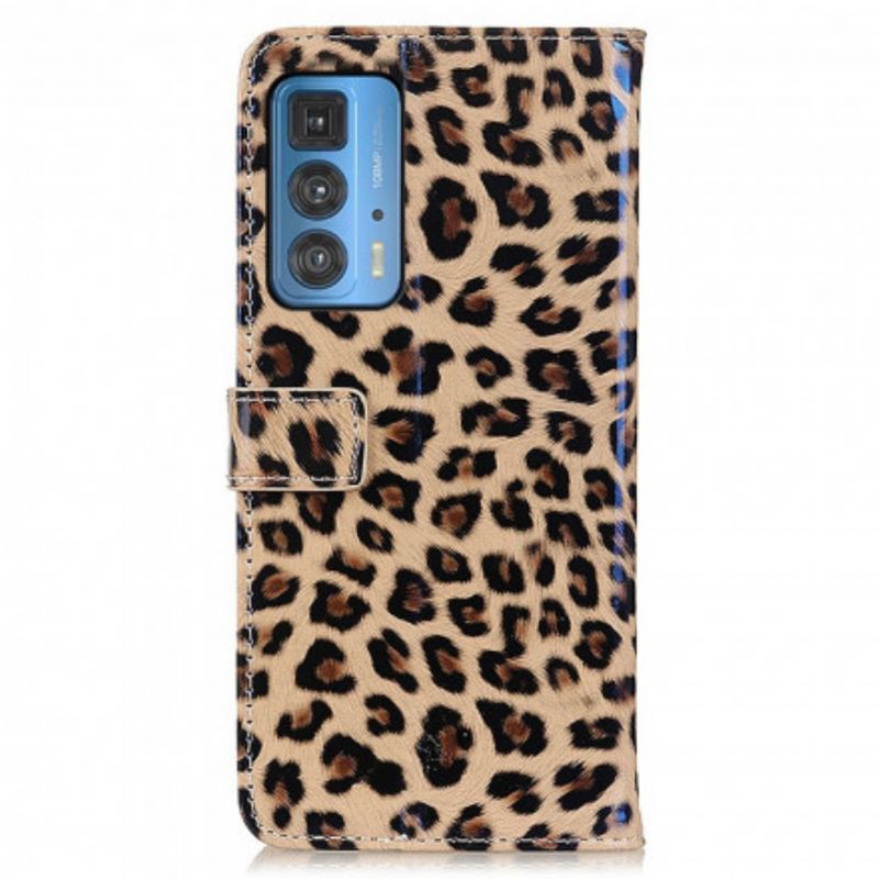 Capa Em Pele Para Motorola Edge 20 Pro Leopardo