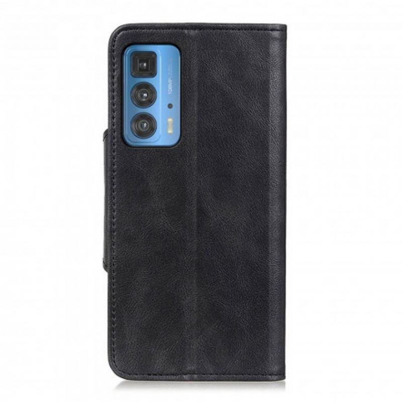 Capa Flip Para Motorola Edge 20 Pro Botão De Couro Falso