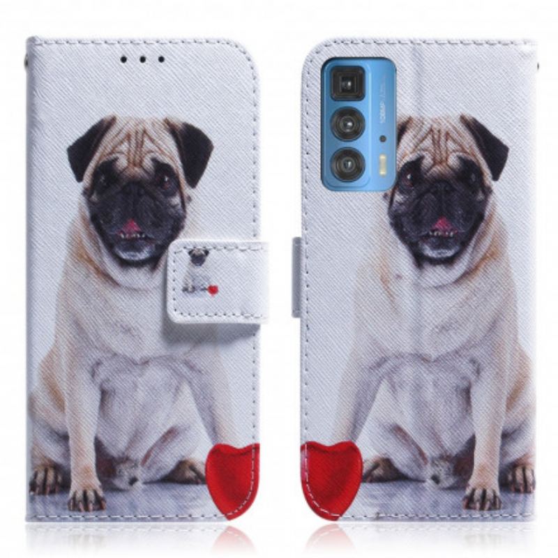 Capa Flip Para Motorola Edge 20 Pro Cachorro Pug