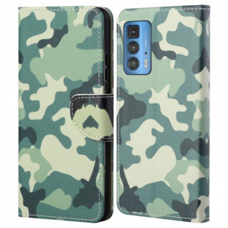 Capa Flip Para Motorola Edge 20 Pro Camuflagem Militar