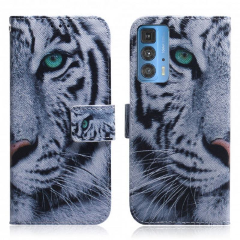 Capa Flip Para Motorola Edge 20 Pro Cara De Tigre