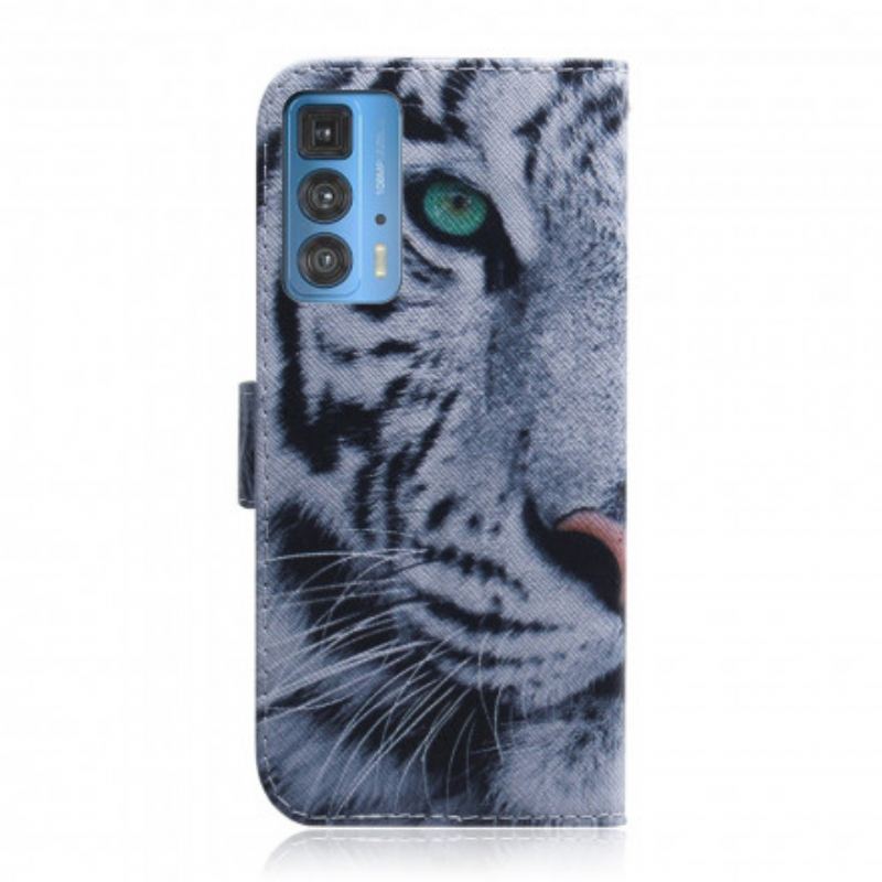 Capa Flip Para Motorola Edge 20 Pro Cara De Tigre