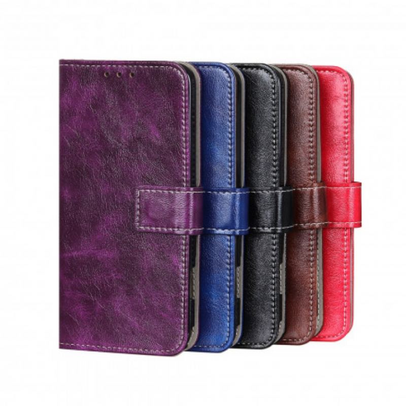 Capa Flip Para Motorola Edge 20 Pro Costuras Brilhantes E Expostas