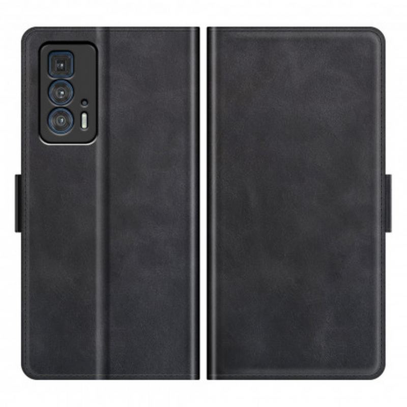 Capa Flip Para Motorola Edge 20 Pro De Couro Aba Dupla Clássica