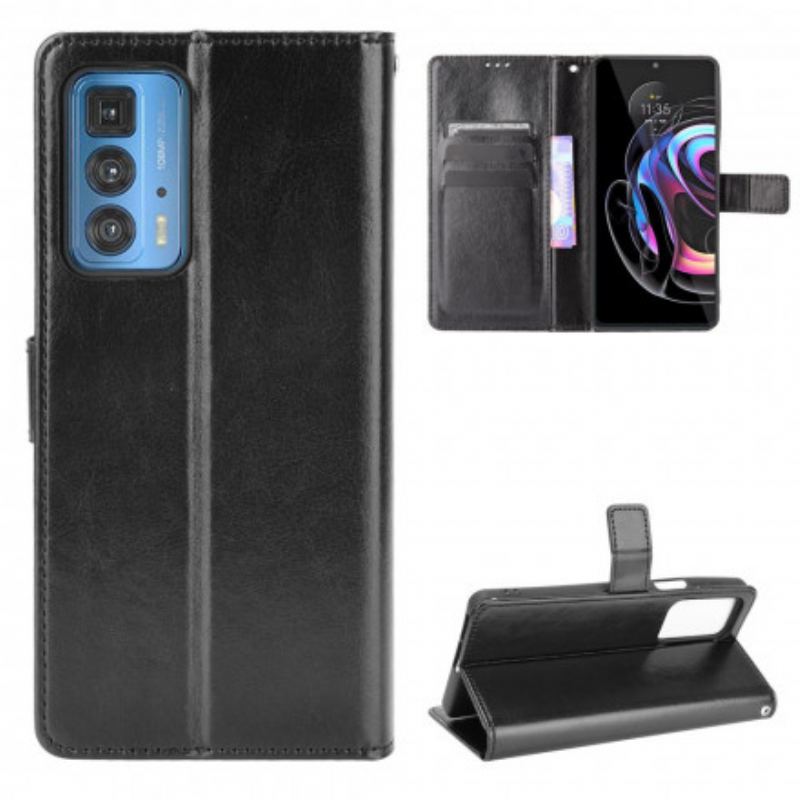 Capa Flip Para Motorola Edge 20 Pro Couro Falso Chamativo