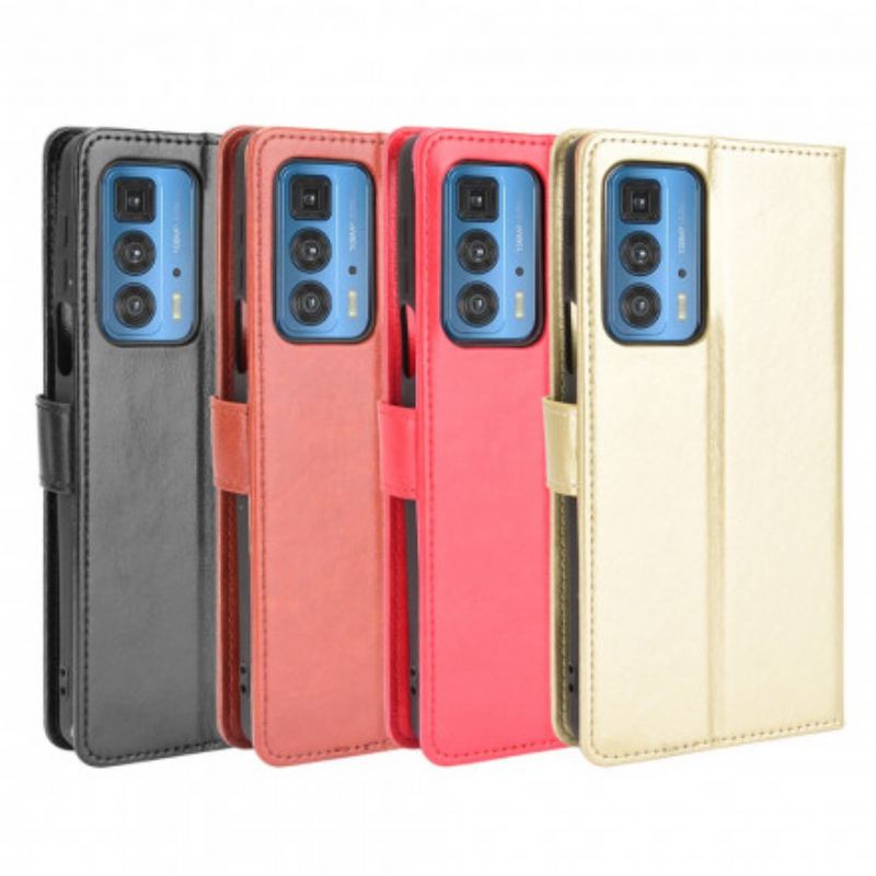 Capa Flip Para Motorola Edge 20 Pro Couro Falso Chamativo