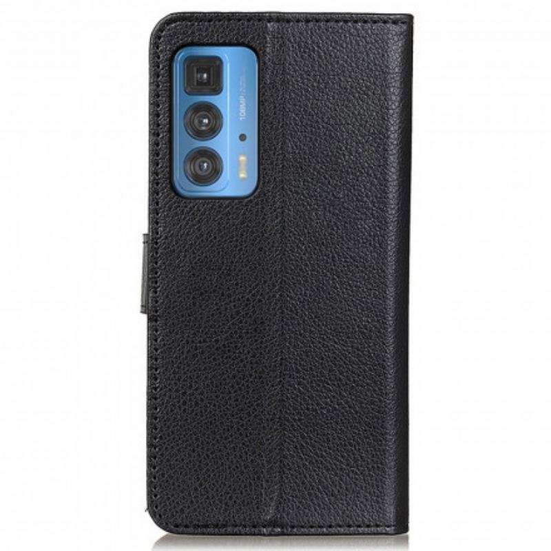 Capa Flip Para Motorola Edge 20 Pro Couro Sintético De Lichia Tradicional