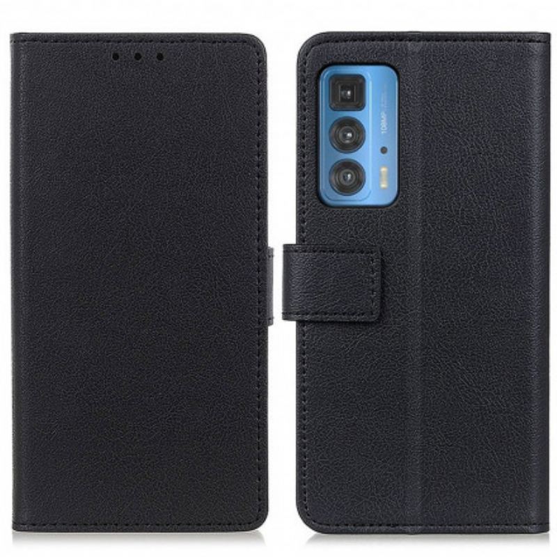 Capa Flip Para Motorola Edge 20 Pro Efeito Couro Clássico