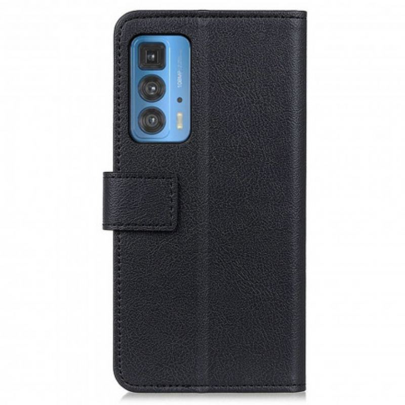 Capa Flip Para Motorola Edge 20 Pro Efeito Couro Clássico