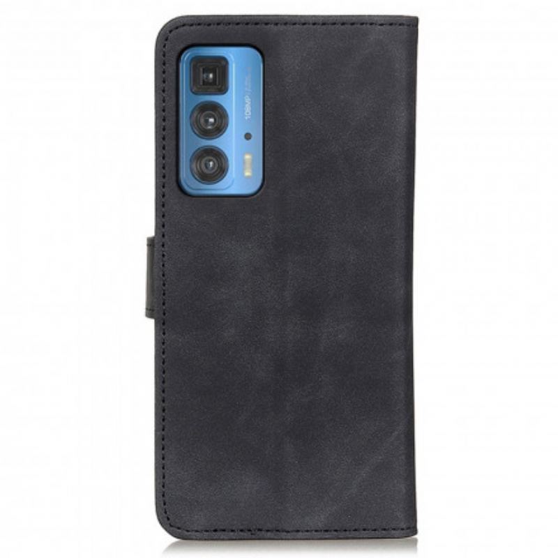 Capa Flip Para Motorola Edge 20 Pro Efeito Couro Vintage Khazneh