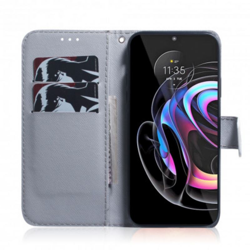 Capa Flip Para Motorola Edge 20 Pro Leão Sonhador