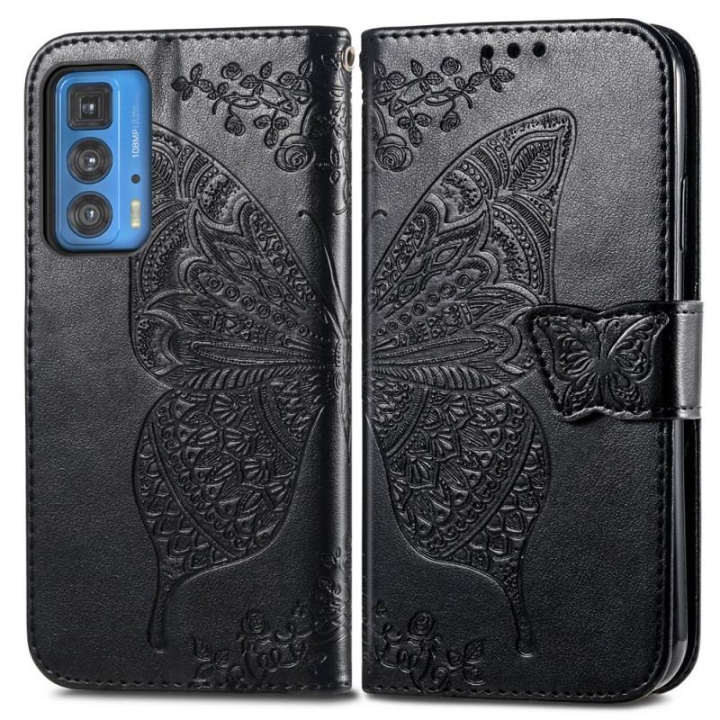 Capa Flip Para Motorola Edge 20 Pro Meia Borboleta