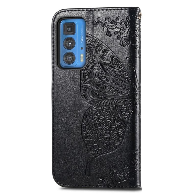 Capa Flip Para Motorola Edge 20 Pro Meia Borboleta