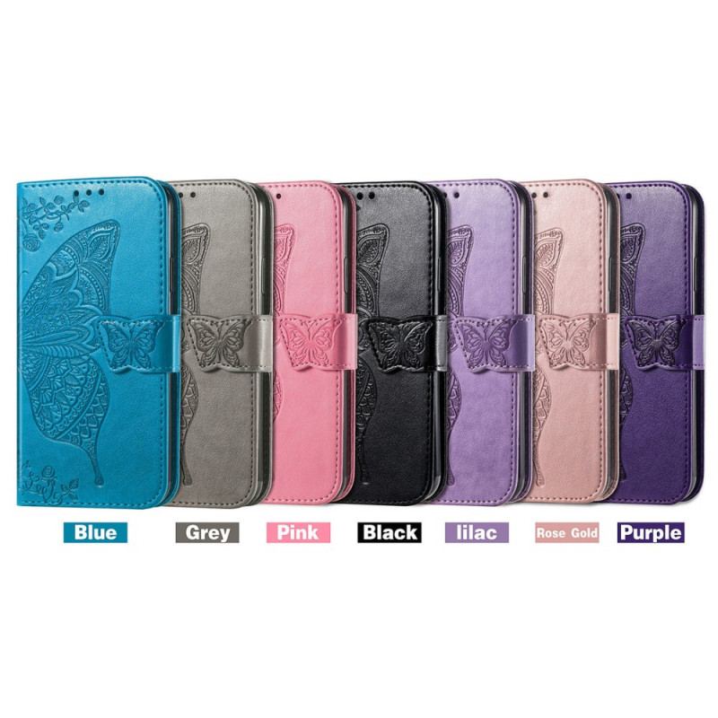 Capa Flip Para Motorola Edge 20 Pro Meia Borboleta