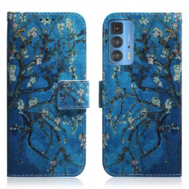 Capa Flip Para Motorola Edge 20 Pro Ramo De Árvore Florido