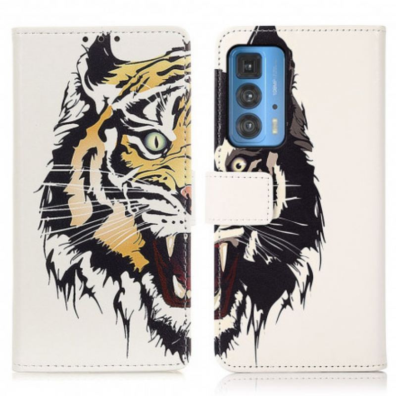 Capa Flip Para Motorola Edge 20 Pro Tigre Feroz