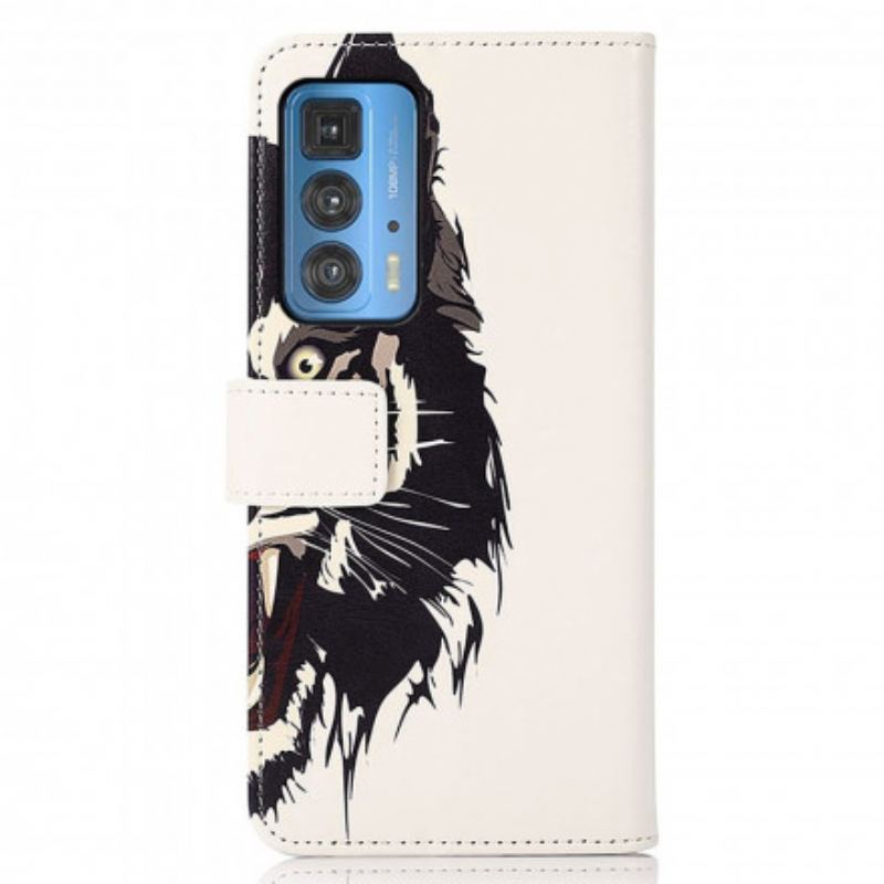 Capa Flip Para Motorola Edge 20 Pro Tigre Feroz