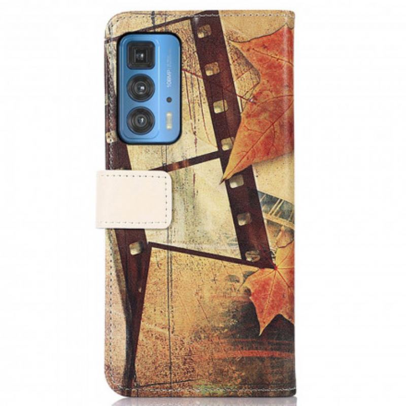 Capa Flip Para Motorola Edge 20 Pro Torre Eiffel No Outono