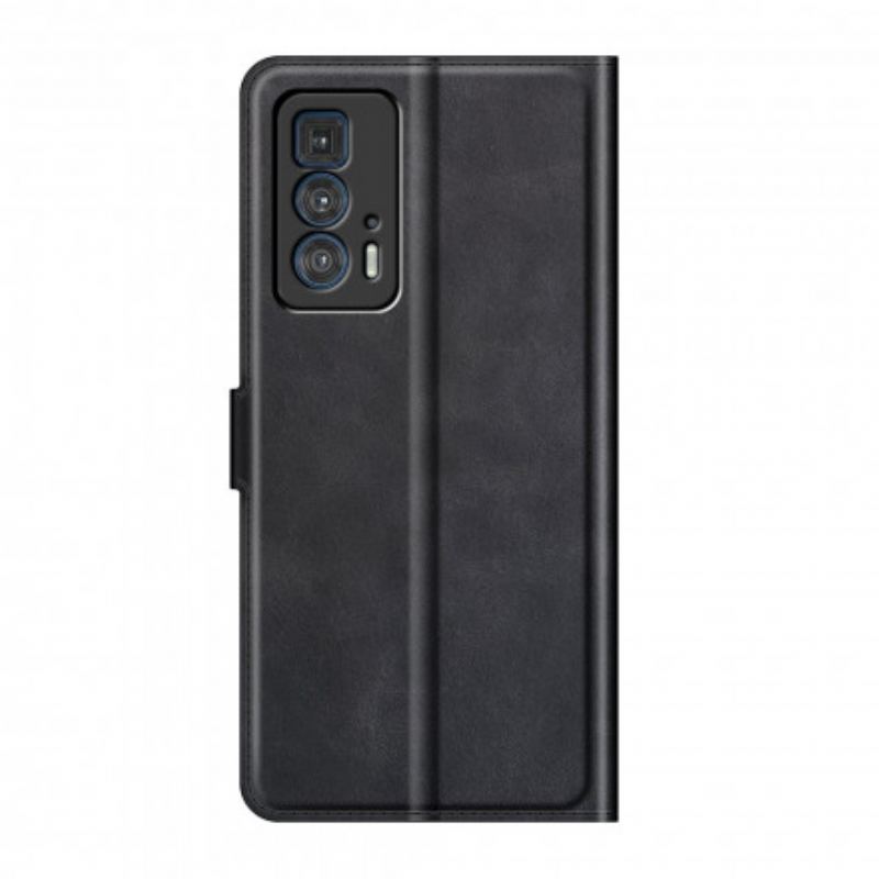 Capa Folio Para Motorola Edge 20 Pro Efeito De Couro Extremo Fino